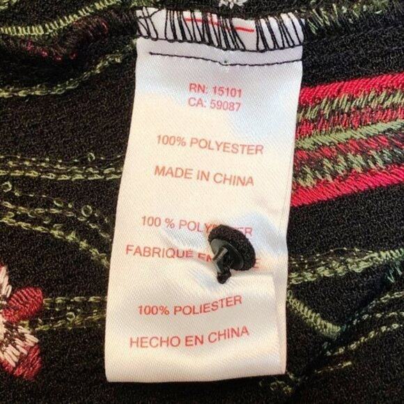 Red Carter Brianne Floral Embroidered Blouse Ruffle Sleeves Black Red  NWT S - Picture 10 of 11